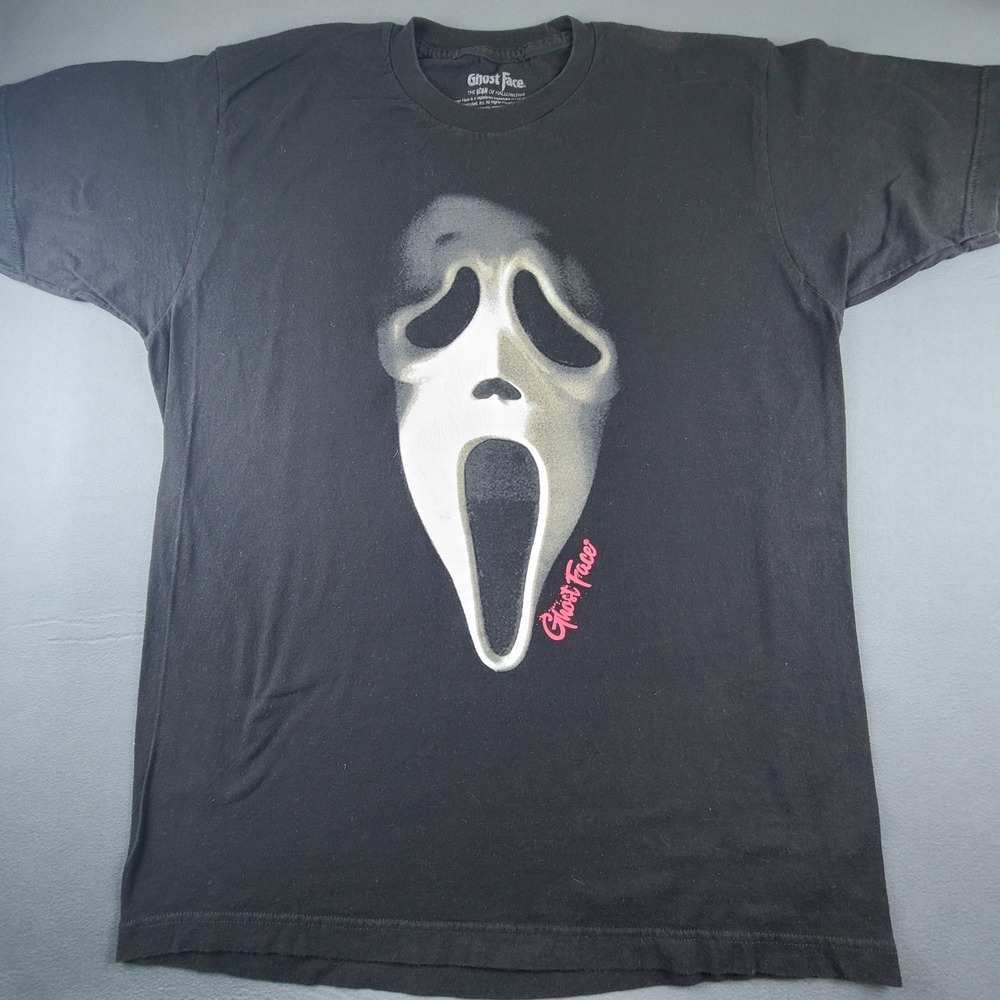 Ghost Face The Icon of Halloween T-Shirt Men's Large Black Cotton Graphic Tee